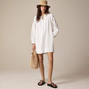 J. Crew Women's Gathered popover dress in‎ linen Small White Color